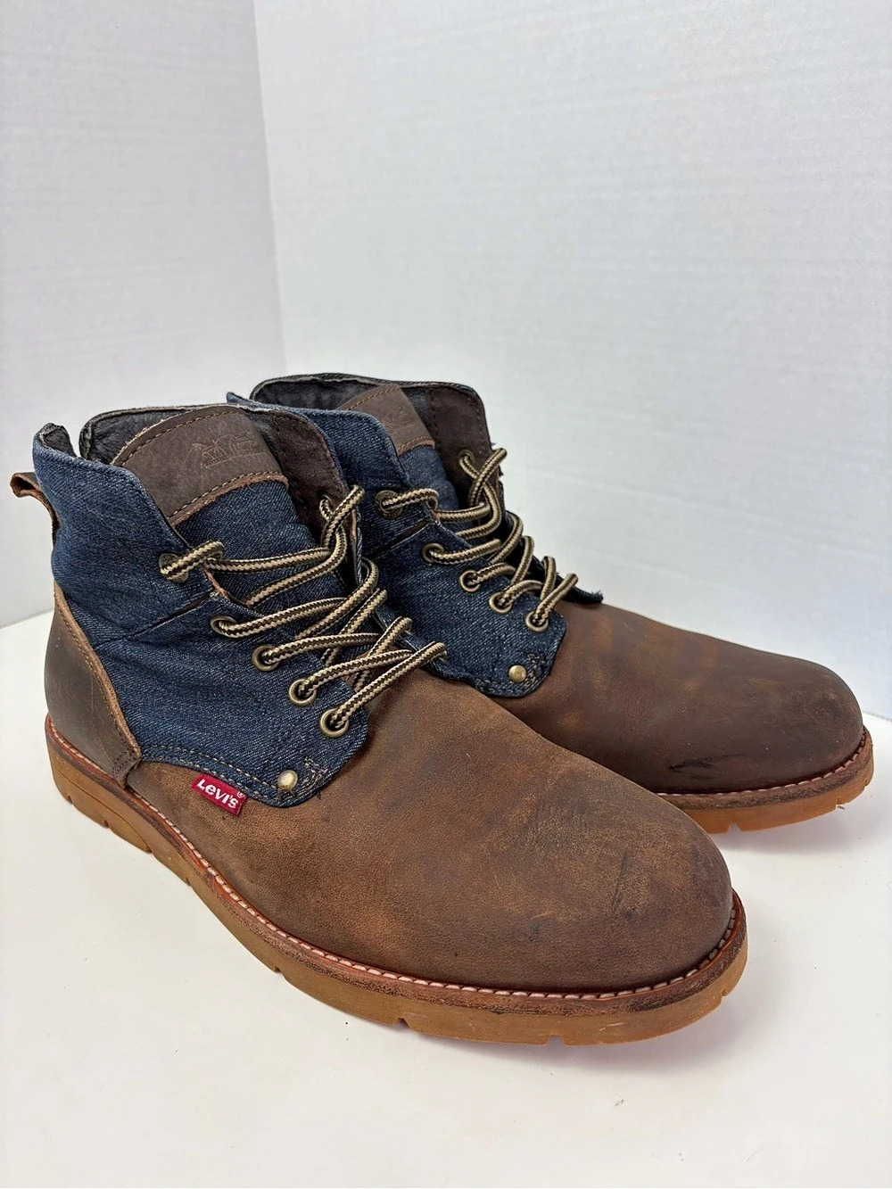 Levi's Men's Leather Boots US 10 Brown & Blue